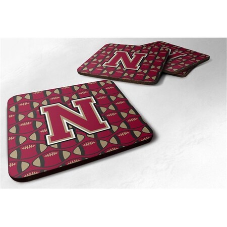 Carolines Treasures Letter N Football Garnet and Gold Foam Coaster, Set of 4 CJ1078-NFC